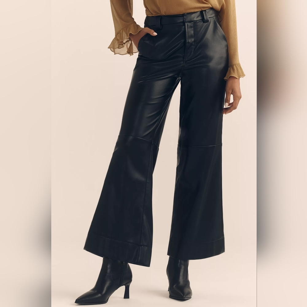 Joe's Jeans The Mia Faux Leather Cropped Pants in Black Size 33